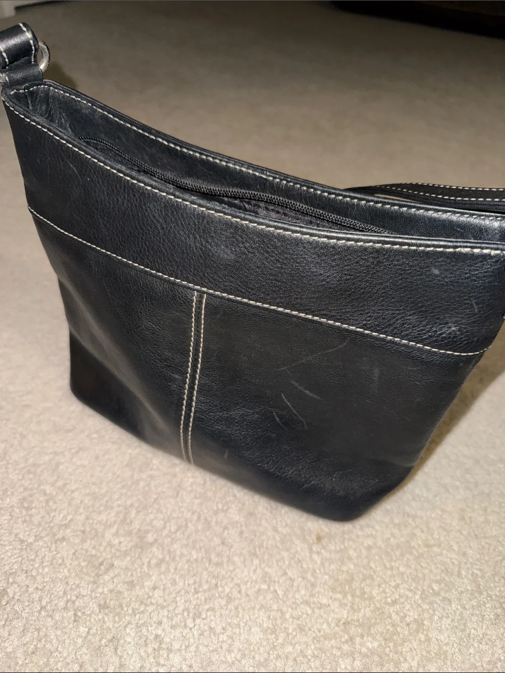 Vintage Fossil Black Leather Mini Crossbody Bag